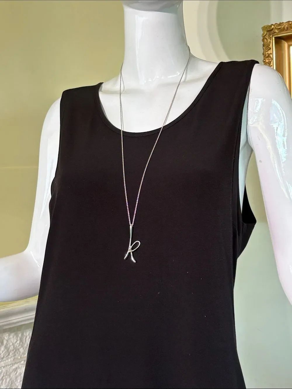 Tiffany & Co. Elsa Peretti Rare Sterling Silver “K” Initial Pendant 30” Necklace - Picture 2 of 12